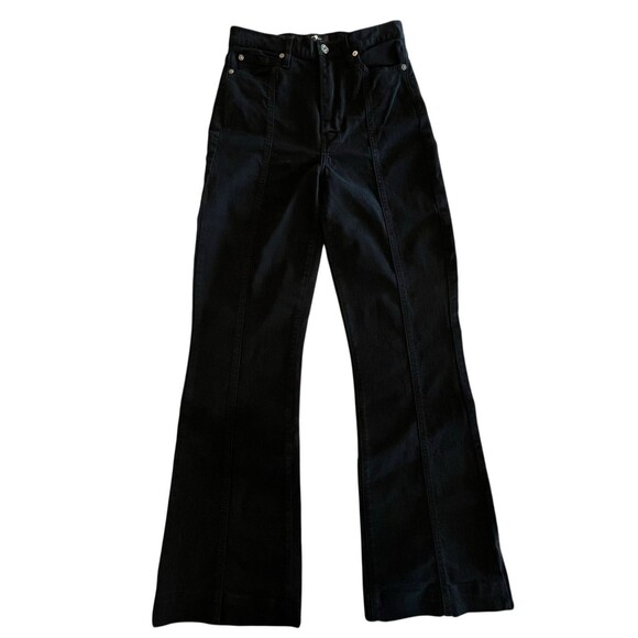 7 For All Mankind Dojo Ultra High-Rise Seamed DOJO Flare Jeans Black Sz 26 - Picture 2 of 9